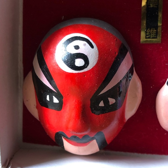 NEW Set of 6 Chinese Peking Opera Painted Ceramic Face Masks Collectible Decor - Picture 7 of 15